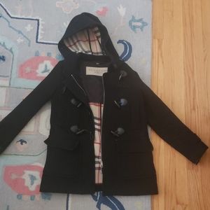 Classic Burberry Brit black wool peacoat.